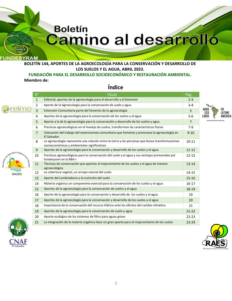 Portada de Aportes de la agroecología para la conservación, abril 2023