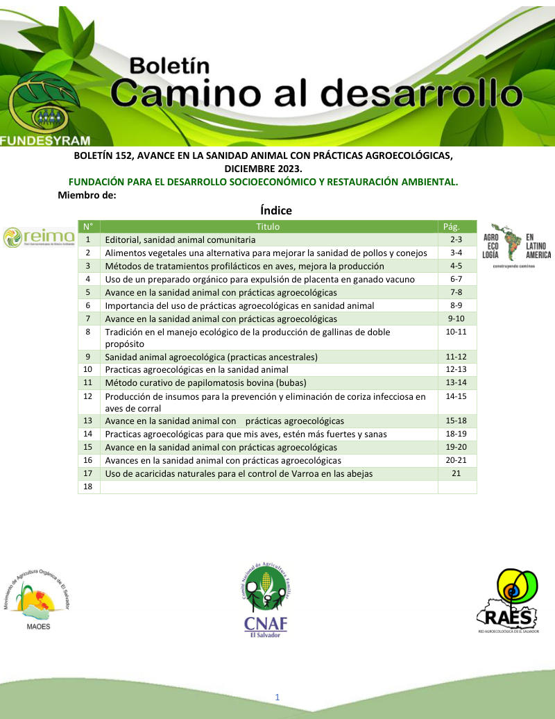 Portada de Avance en la sanidad animal con prácticas agroecológicas, diciembre 2023