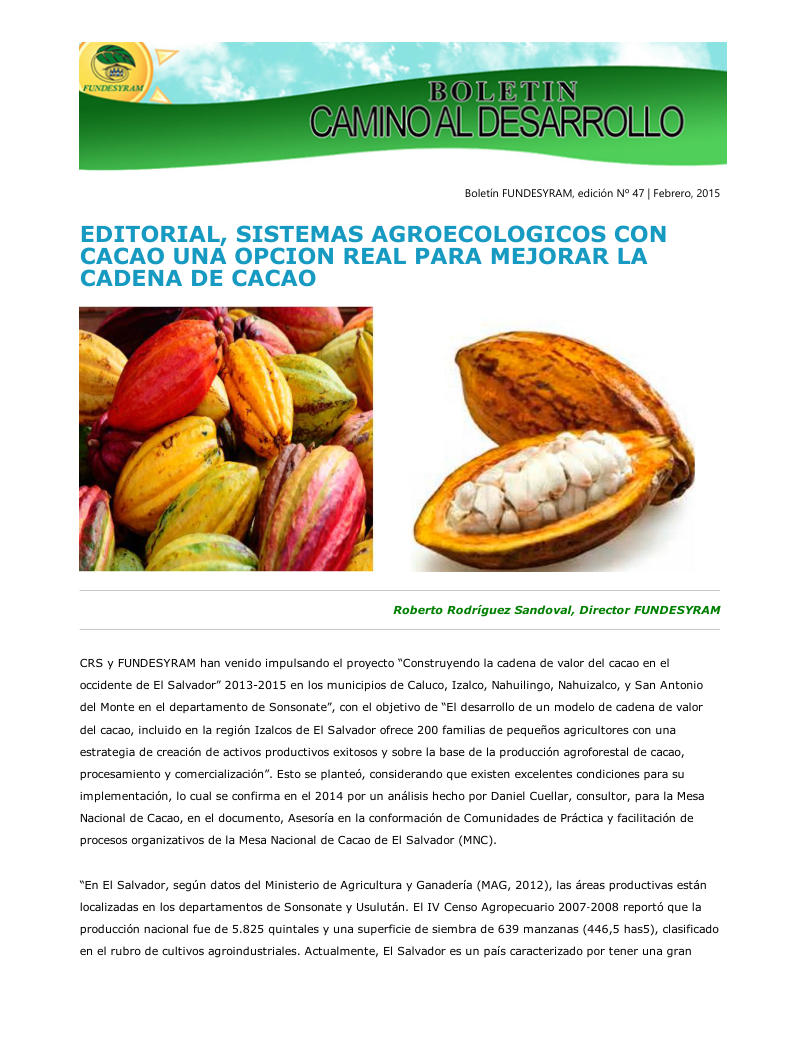 Portada de Cacao y el desarrollo, febrero 2015