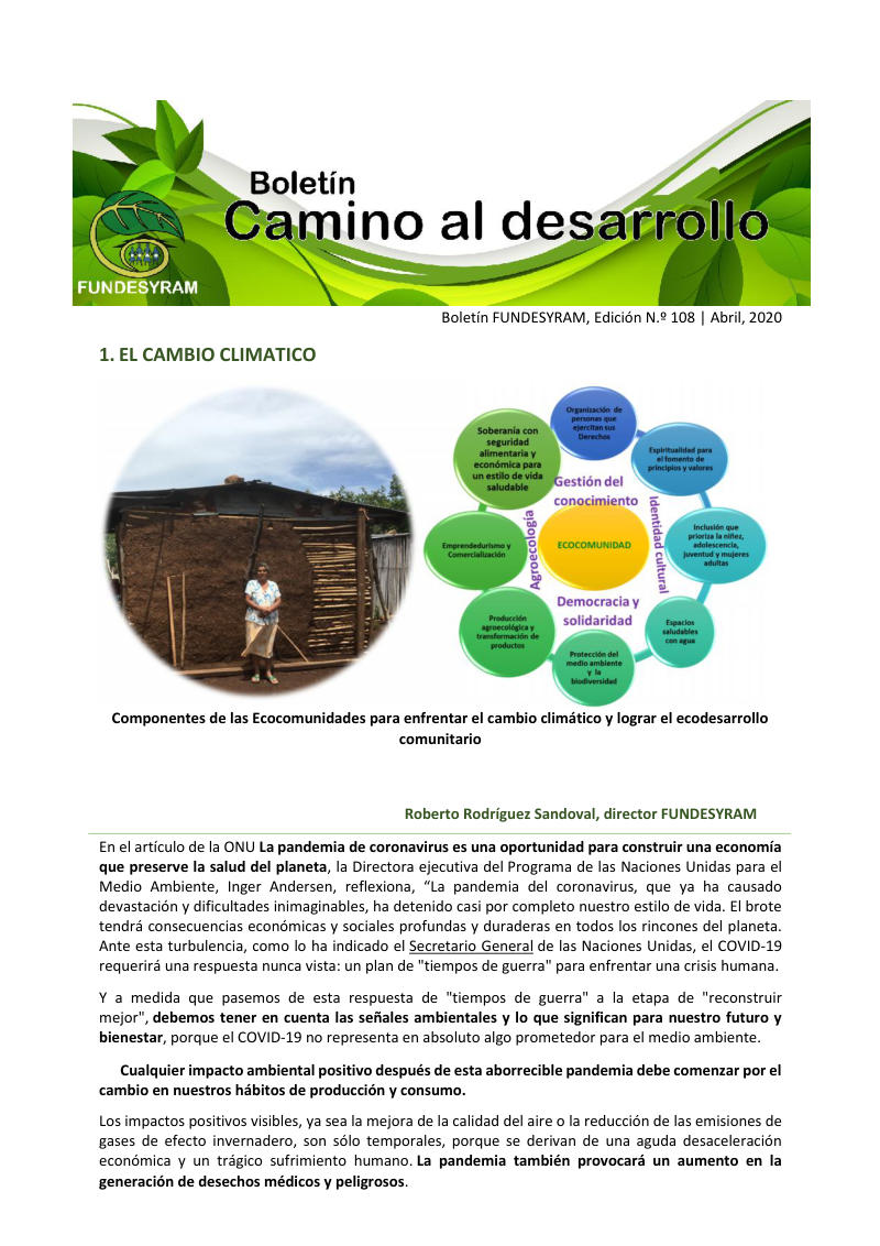 Portada de Cambio climático / Conservación y protección de la tierra y el planeta, abril 2020