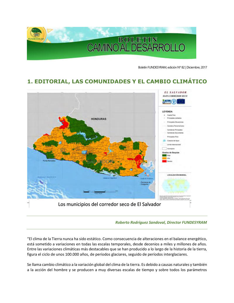 Portada de Cambio climático: ¿Oportunidad o amenaza? para el desarrollo comunitario, diciembre 2017