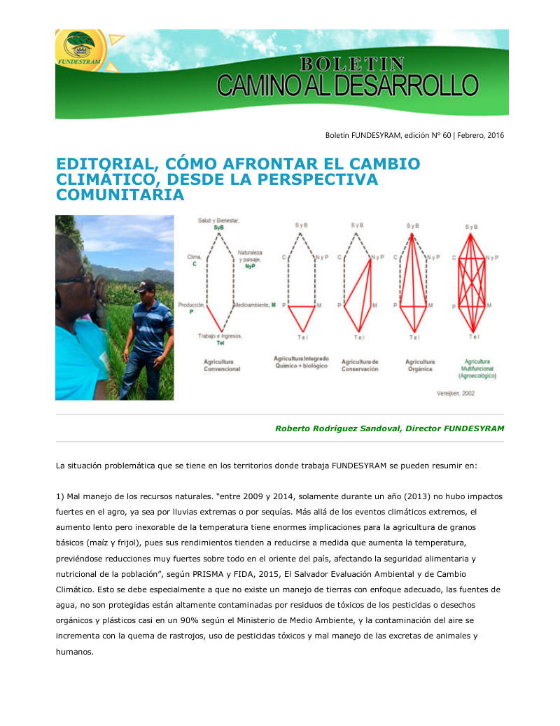 Portada de Cómo afrontar el Cambio Climático, desde la perspectiva comunitaria, febrero 2016
