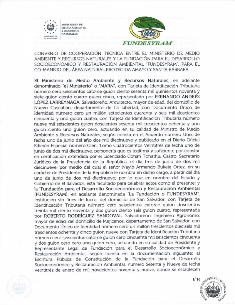 Portada de CONVENIO DE MANEJO DEL ANP-SANTA BARBARA-MARN-FUNDESYRAM