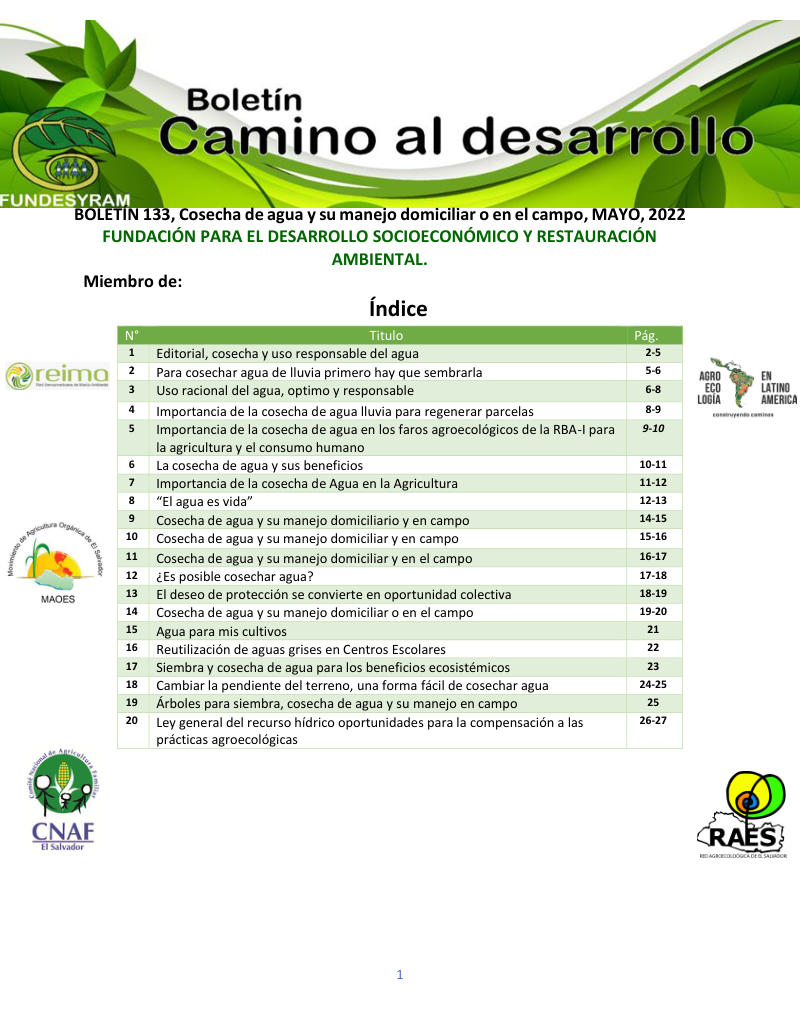 Portada de Cosecha de agua y su manejo domiciliar, mayo 2022