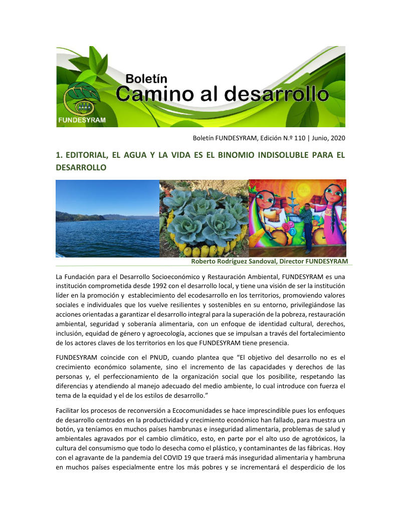 Portada de El agua para la producción y la vida, junio 2020