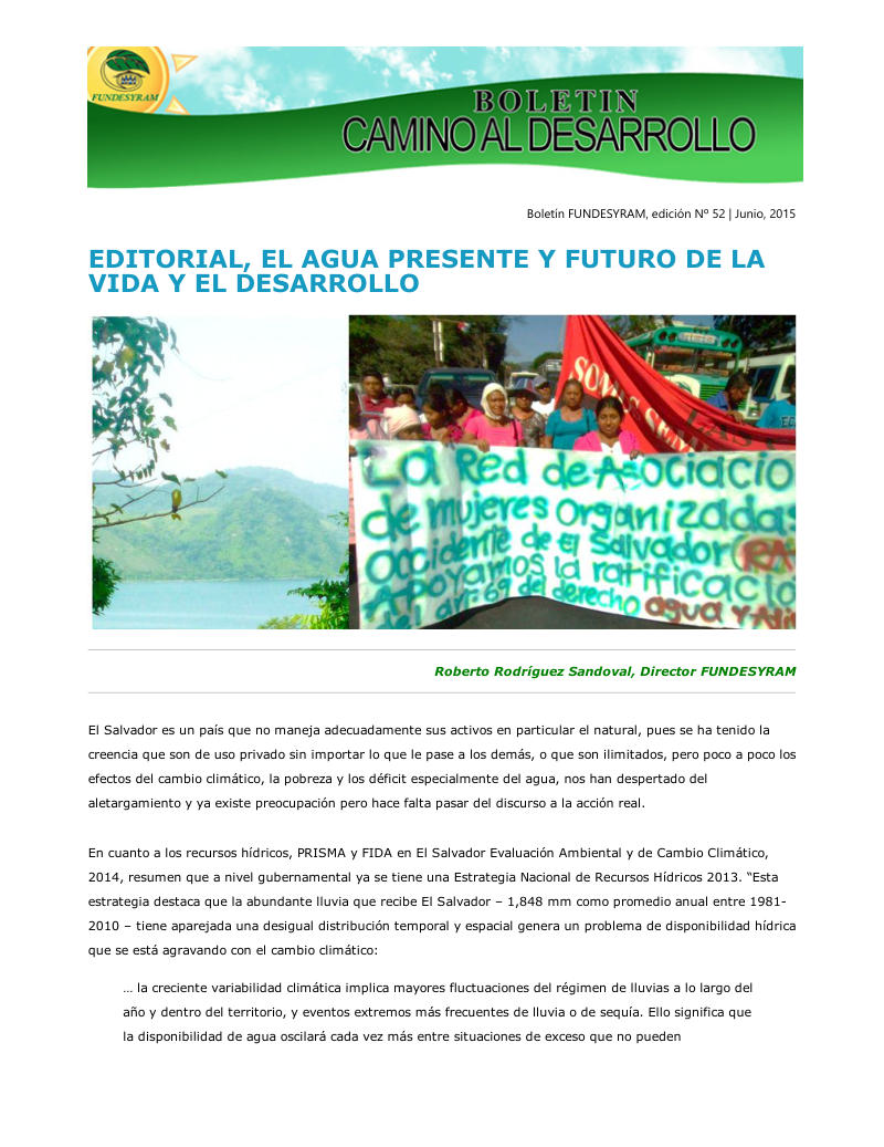 Portada de El agua y la vida, junio 2015