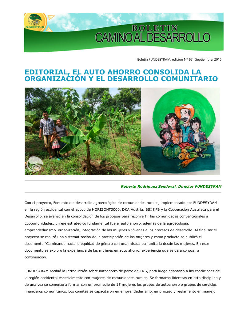 Portada de El Autoahorro y las innovaciones para desarrollar la agricultura orgánica, septiembre 2016