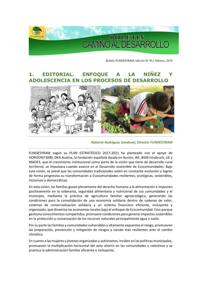 Portada de Enfoque a la niñez y adolescencia en los procesos de desarrollo, febrero 2019