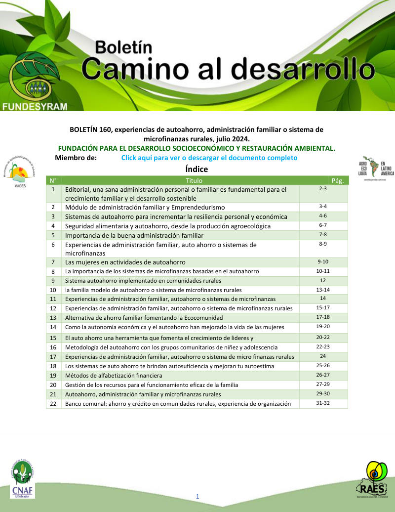 Portada de Experiencias de autoahorro, administración familiar, julio 2024