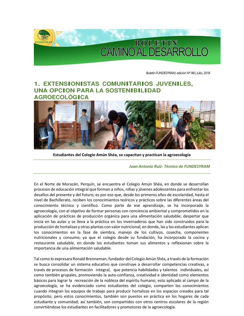 Portada de Extencionistas juveniles 07-2018