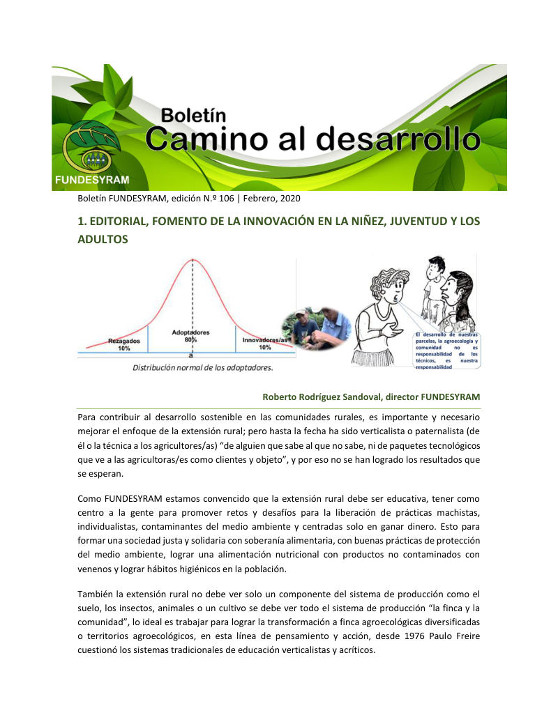 Portada de Fomento de la innovación en la niñez, juventud y los adultos, febrero 2020