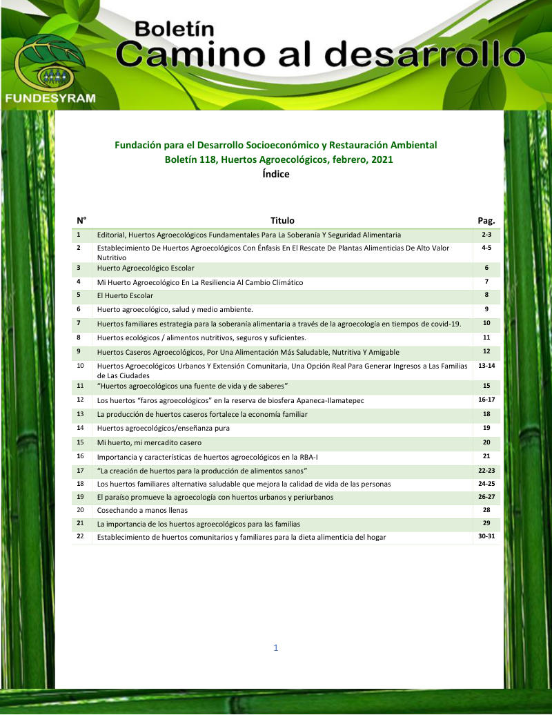 Portada de Huertos agroecológicos, febrero 2021