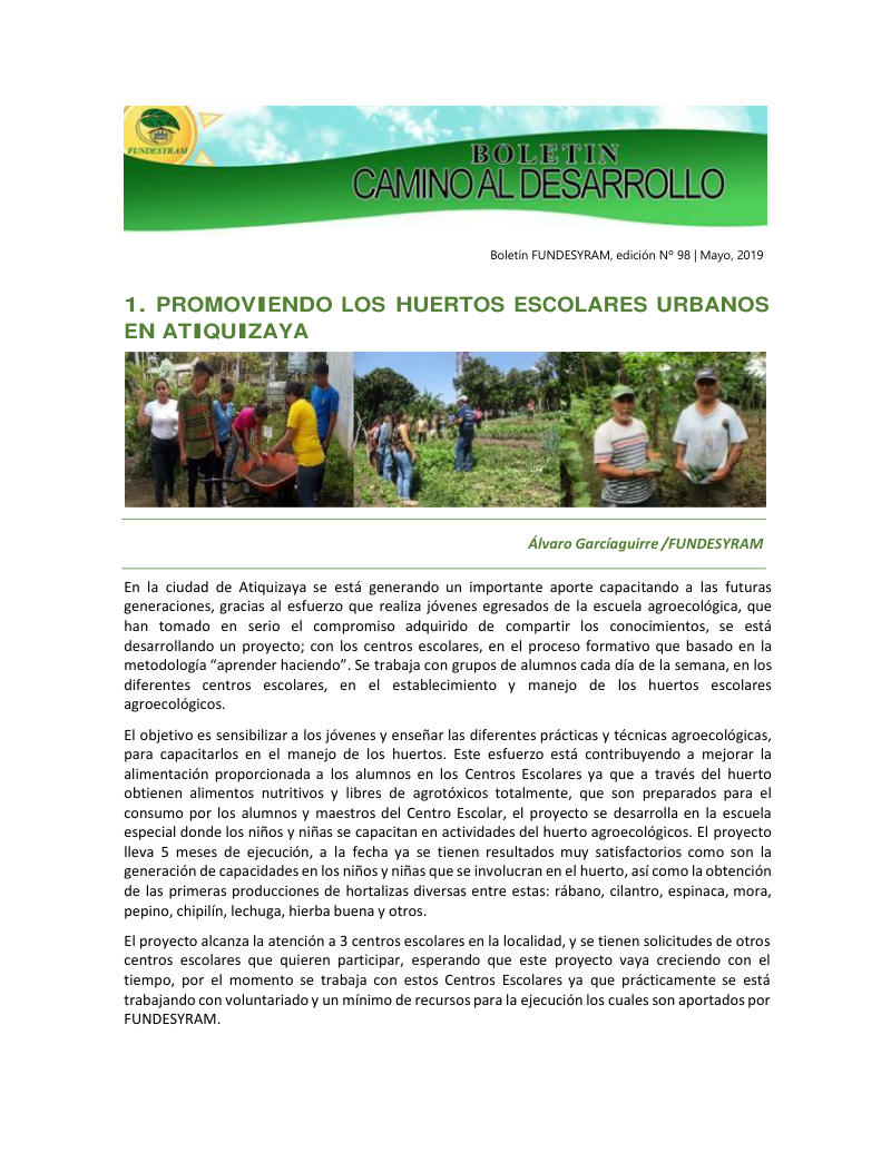Portada de Huertos escolares urbanos 05-2019