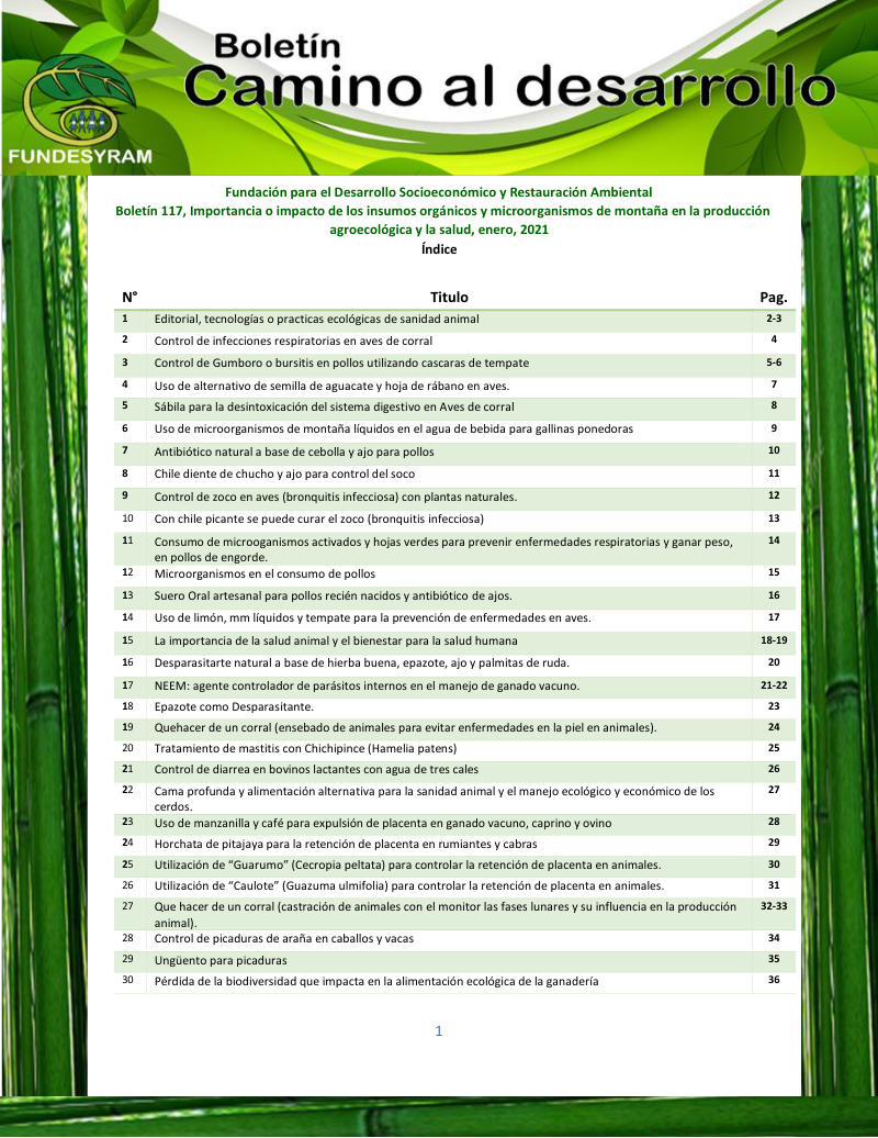 Portada de Importancia o impacto de los insumos orgánicos y microorganismos de montaña, enero 2021