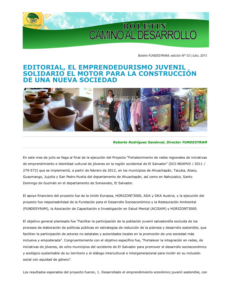 Portada de Jóvenes y su contribución al desarrollo, julio 2015