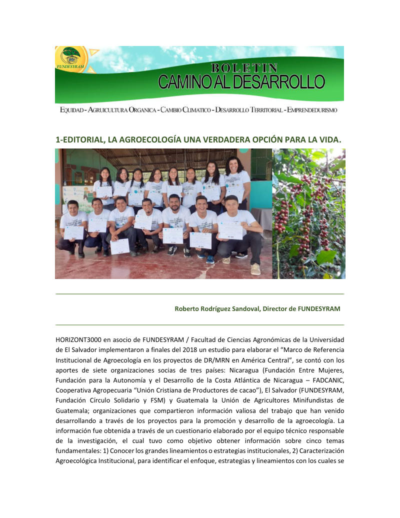Portada de La agroecología una verdadera opción para la vida, diciembre 2019
