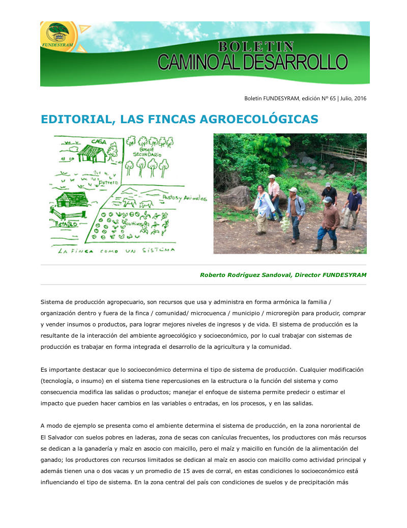 Portada de Las fincas agroecológicas dinamizan la economía local, julio 2016