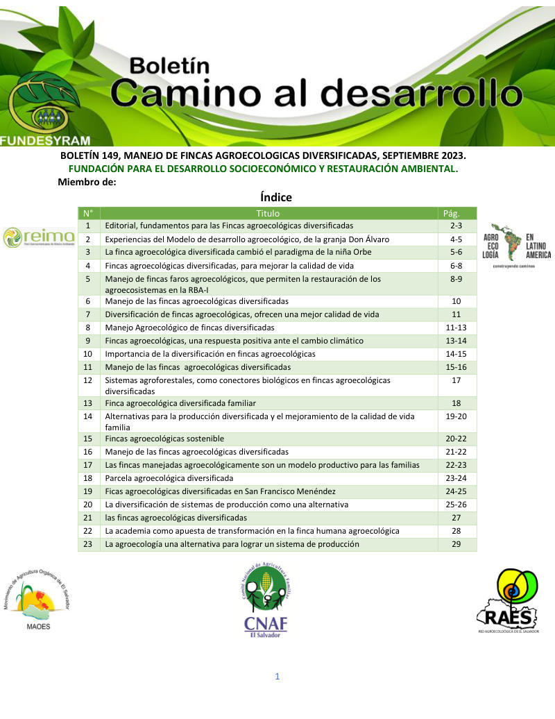 Portada de Manejo de fincas agroecológicas diversificadas, septiembre 2023