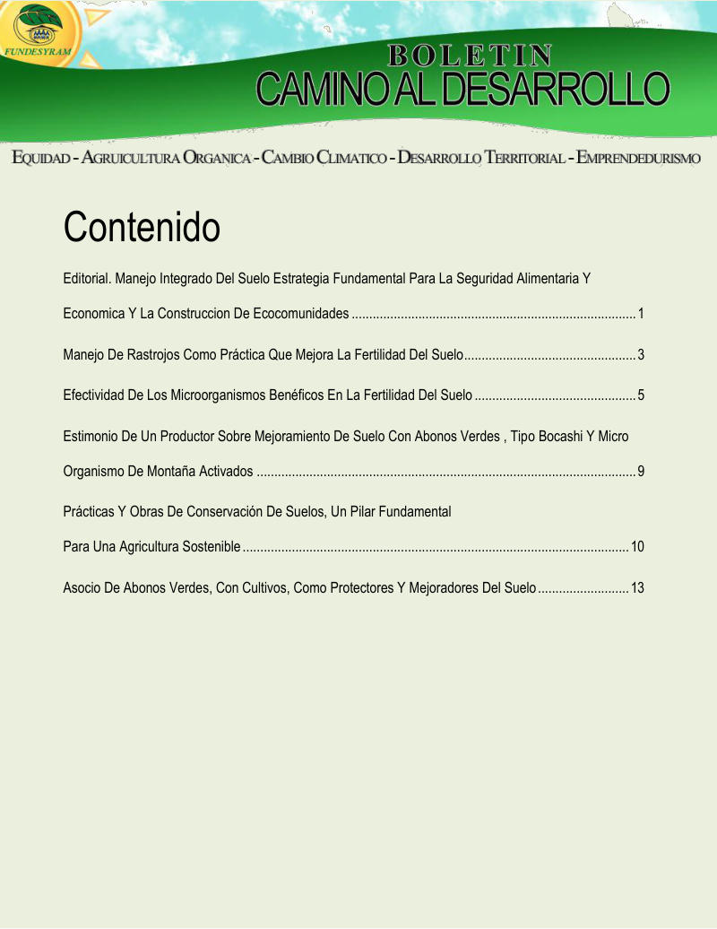Portada de Manejo de suelos, enero 2013