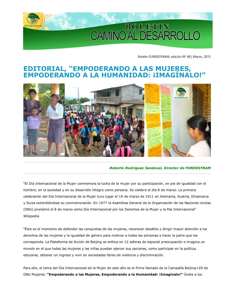 Portada de Mujeres su crecimiento y su participación en el desarrollo, marzo 2015