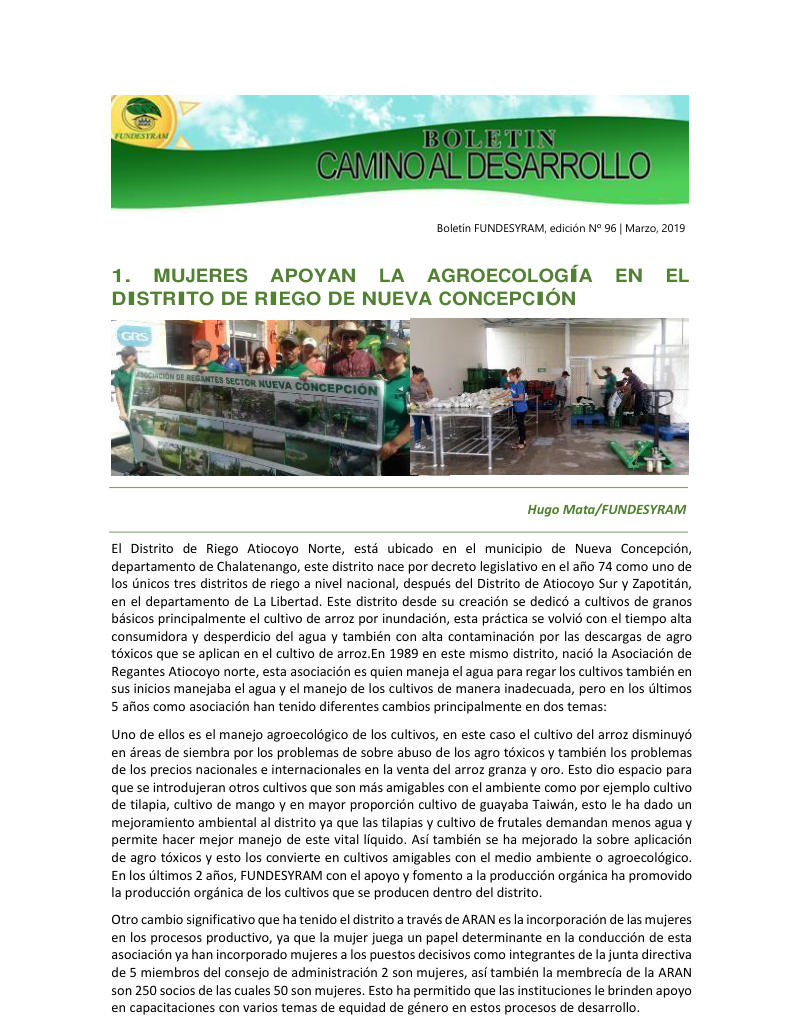 Portada de Mujeres y la agroecologia 03-2019