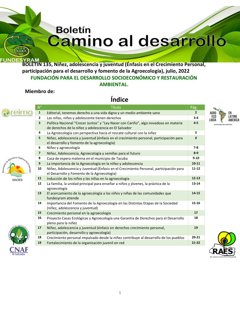 Portada de Niñez, adolescencia y juventud, julio 2022