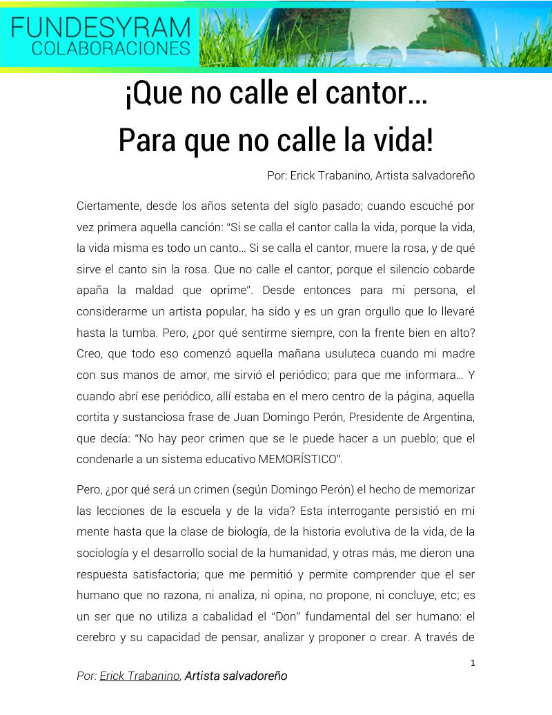 Portada de Que no calle el Cantor