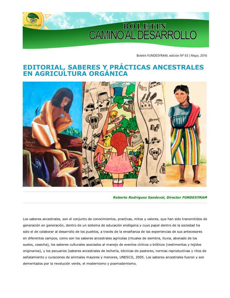 Portada de Saberes y practicas ancestrales en agricultura, mayo 2016