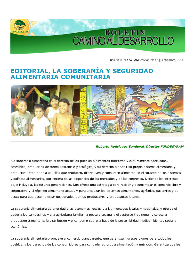 Portada de Soberanía alimentaria, septiembre 2014