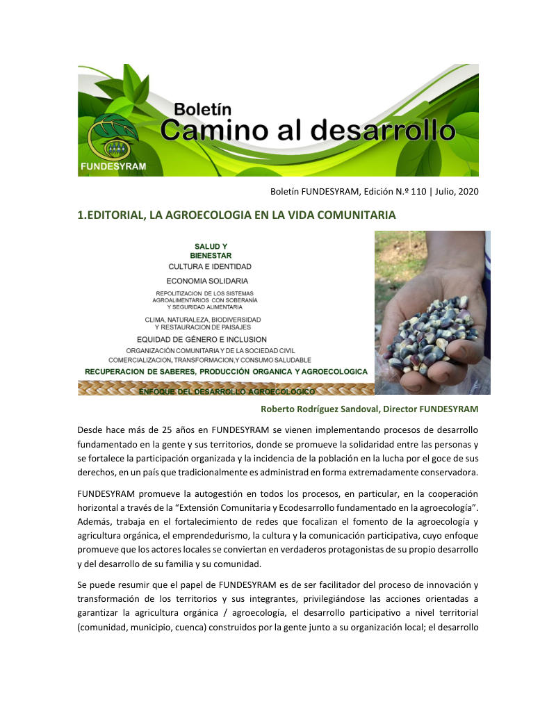 Portada de Soberanía con seguridad alimentaria, julio 2020