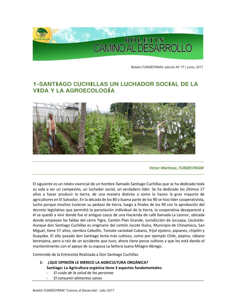 Portada de Vida y agroecologia 07-2017