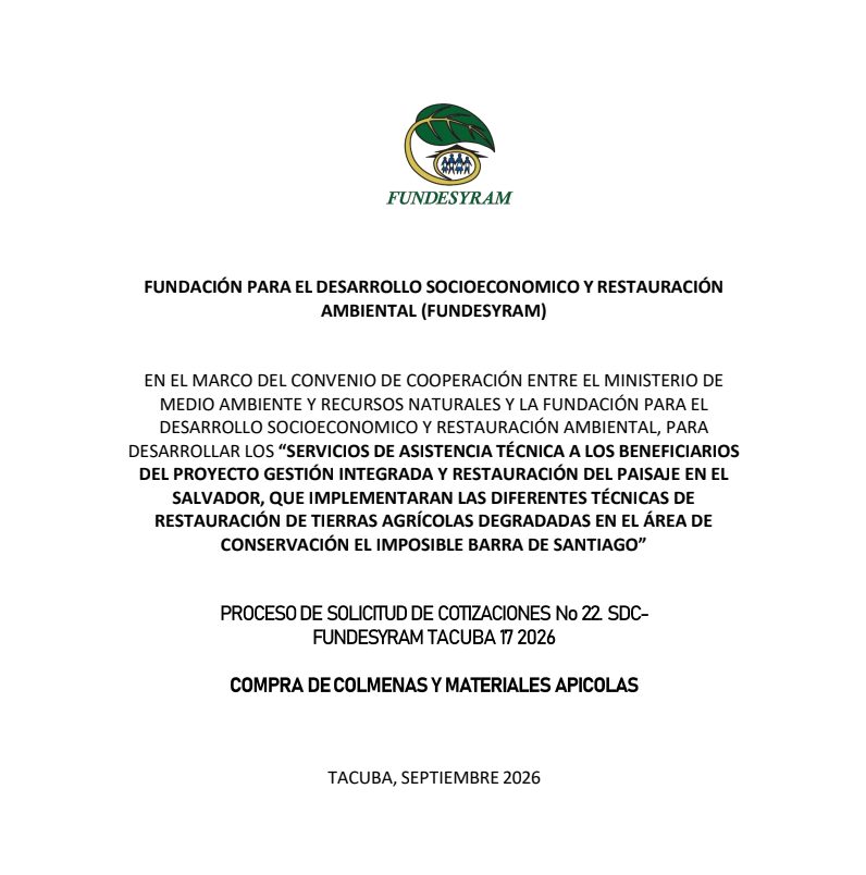 Portada de COMPRA DE COLMENAS Y MATERIALES APICOLAS
